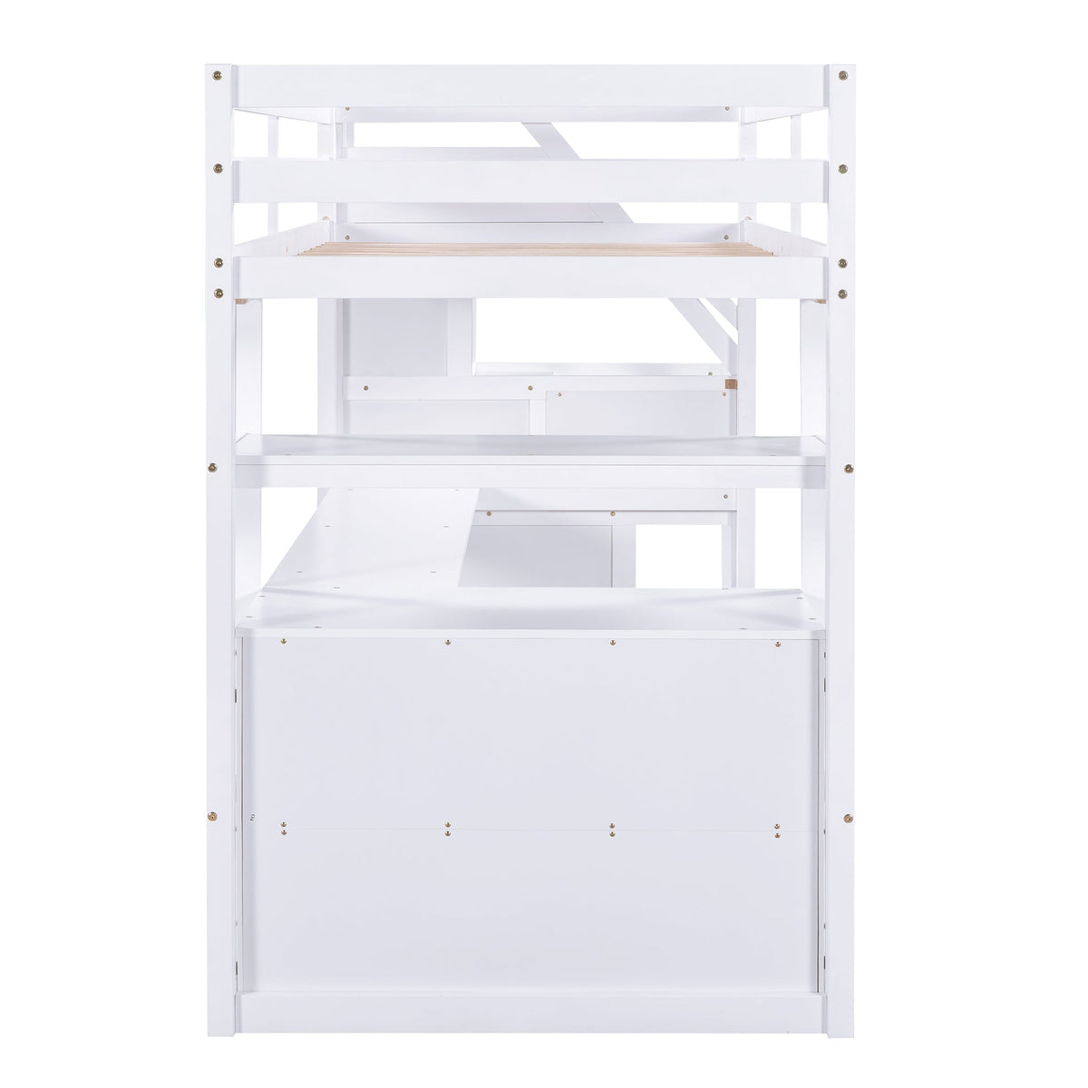 Twin Loft Bed with Desk and Storage Staircase