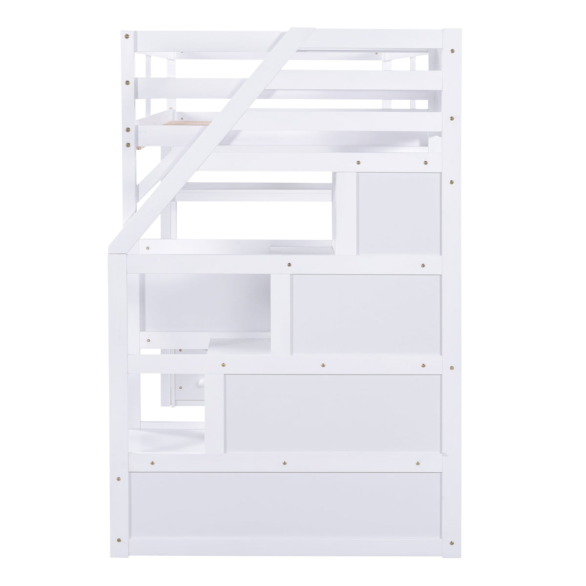 Twin Loft Bed with Desk and Storage Staircase