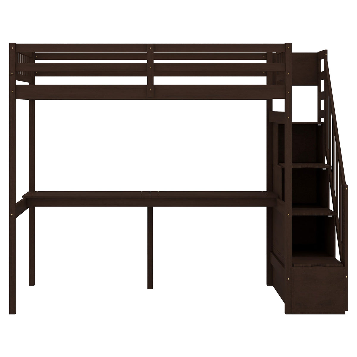 Twin Loft Bed with Storage Staircase and Built-in Desk