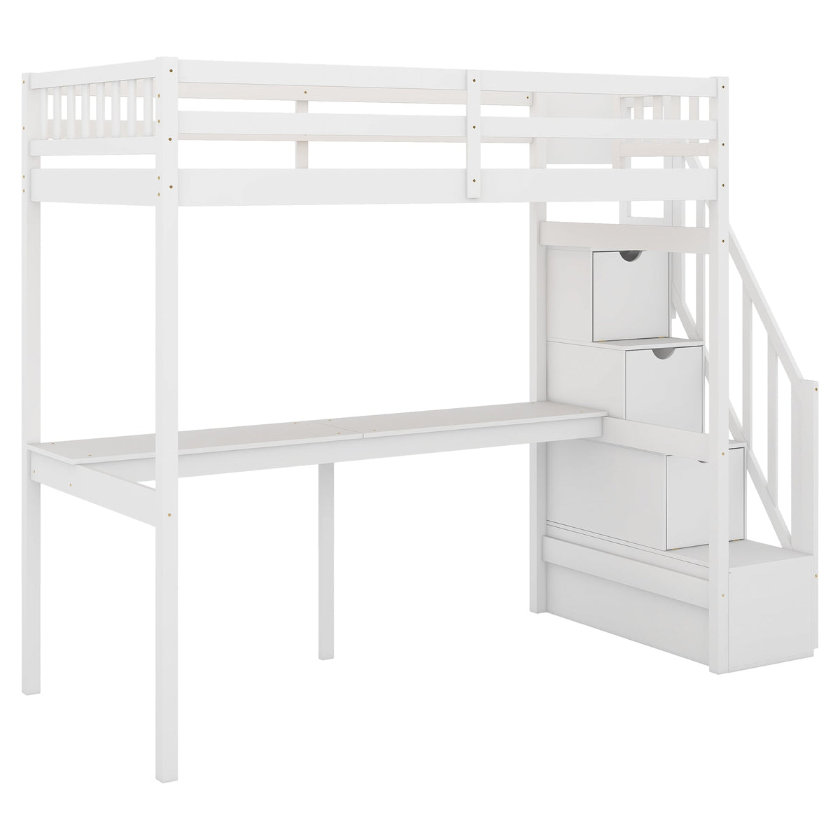 Twin Loft Bed with Storage Staircase and Desk