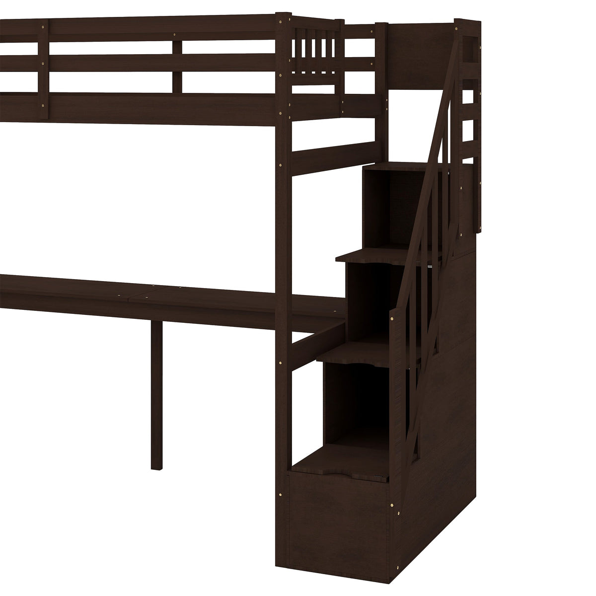 Twin Loft Bed with Storage Staircase and Built-in Desk