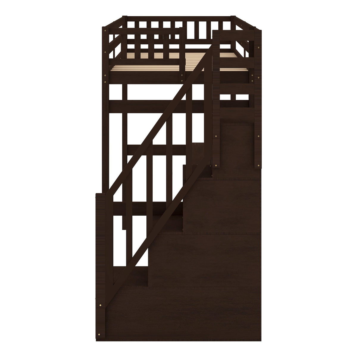 Twin Loft Bed with Storage Staircase and Built-in Desk