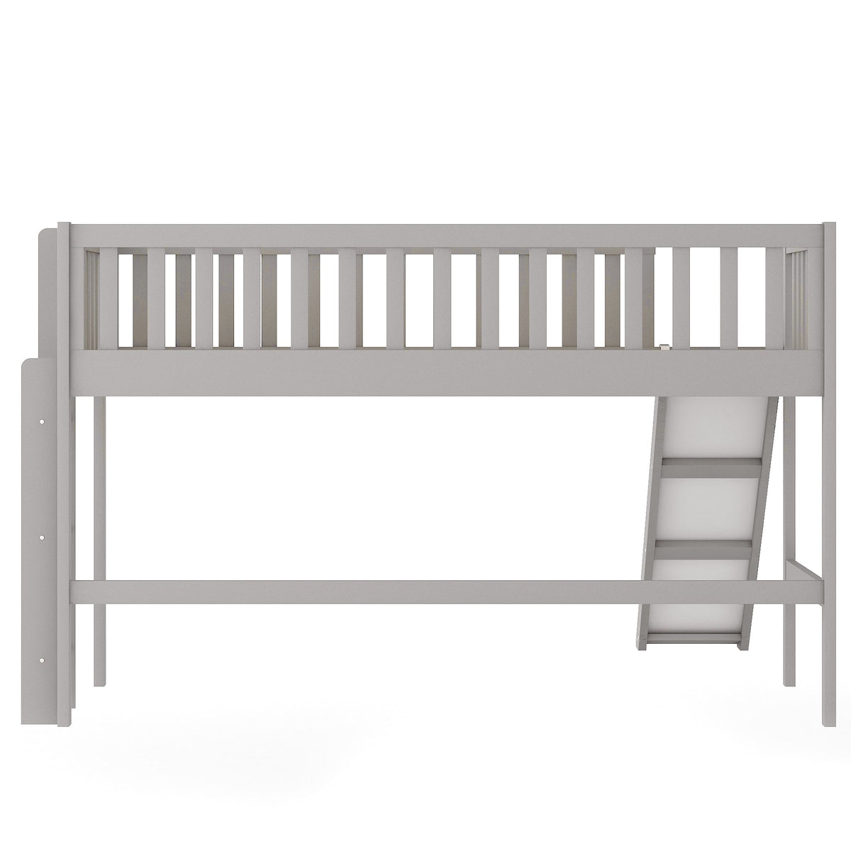 Twin Low Loft Bed with Slide and Ladder, Gray