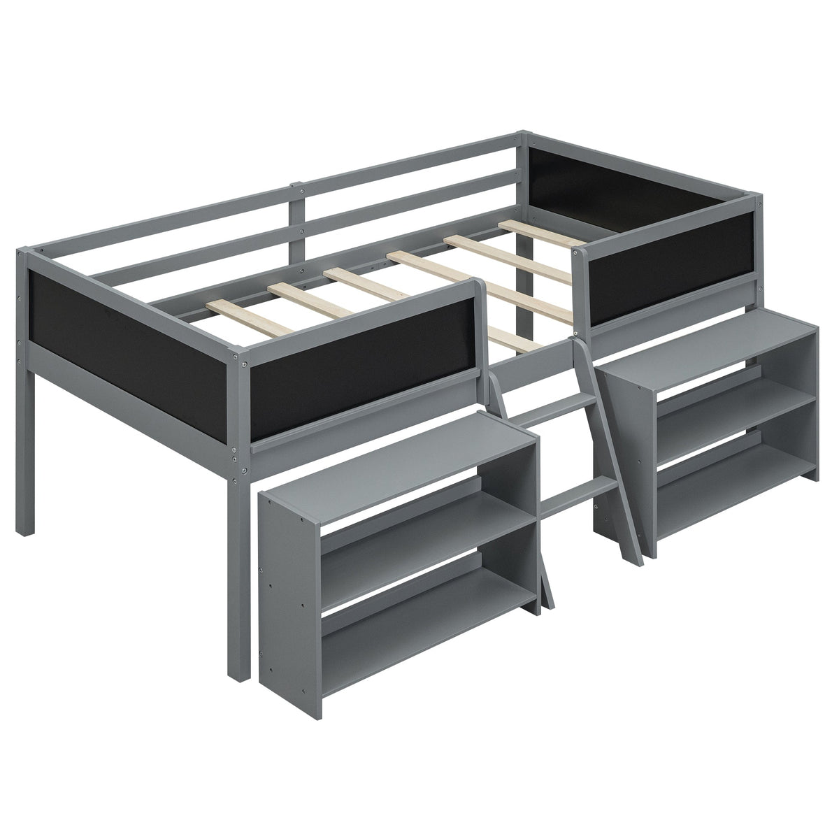 Twin Loft Bed for Small Rooms with Storage Shelves