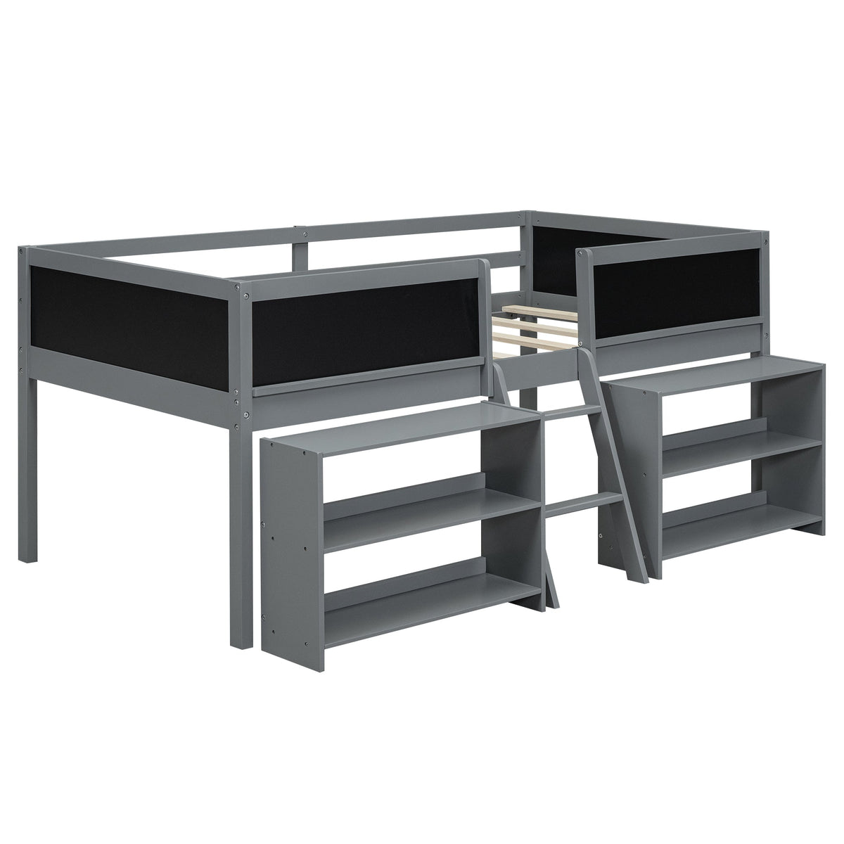 Twin Loft Bed for Small Rooms with Storage Shelves