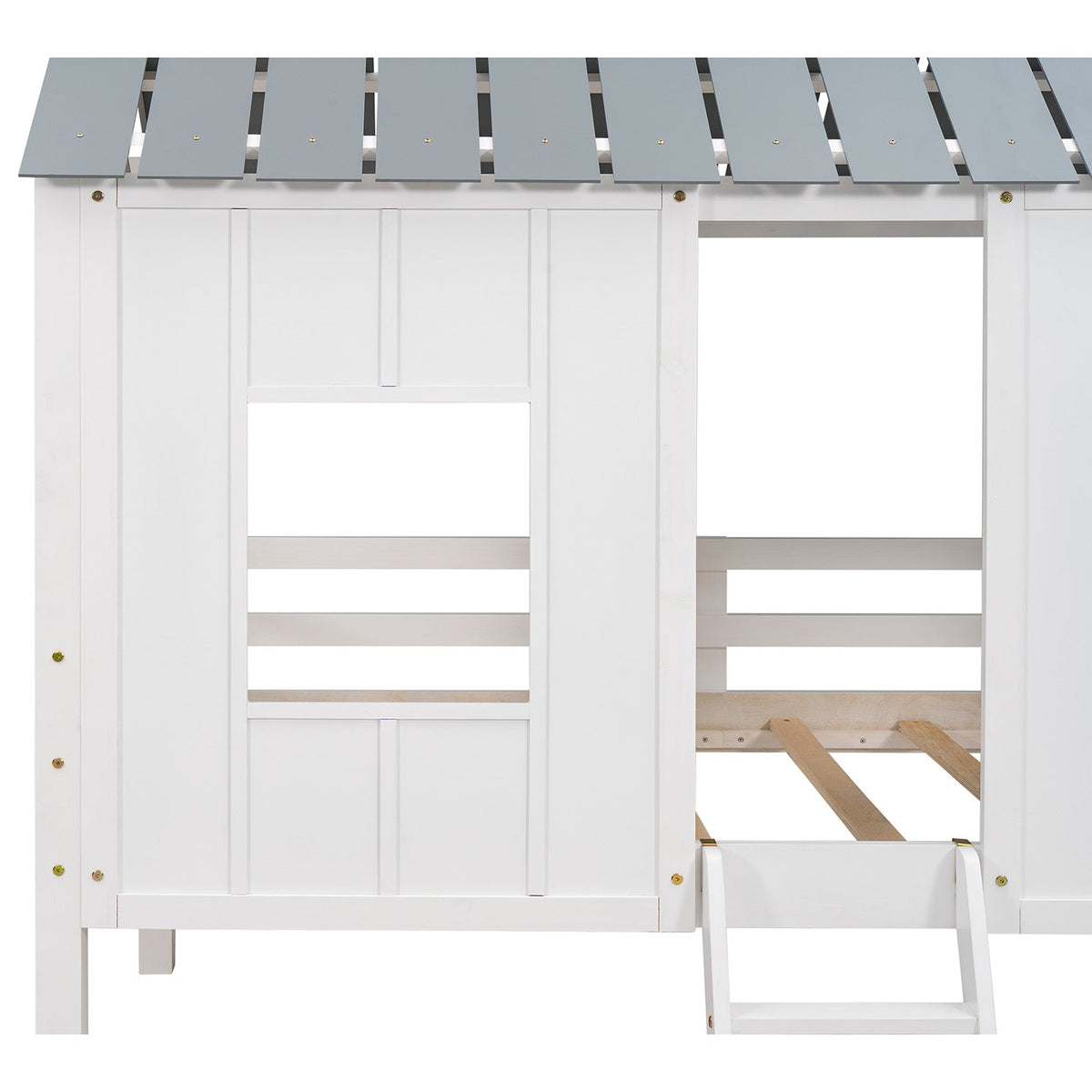 Twin Loft Bed with Playhouse Roof for Kids' Rooms