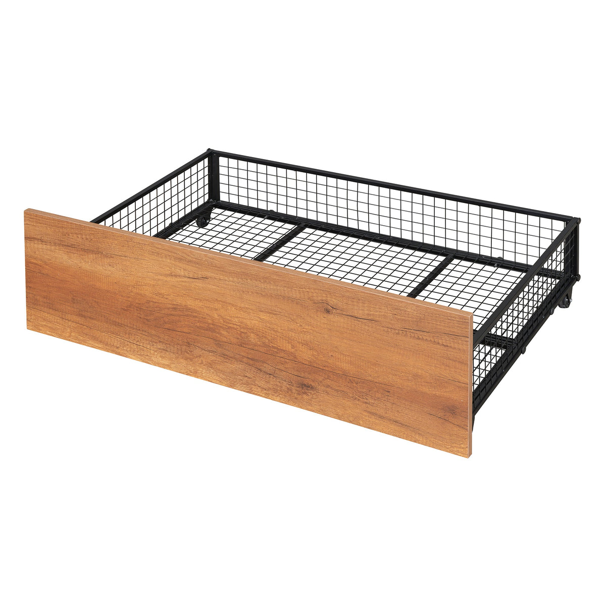 Twin Metal House Bed with 2 Rolling Storage Drawers