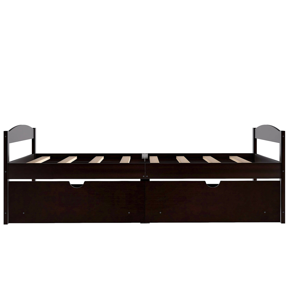 Twin Platform Bed with Drawers, Espresso Wood Frame