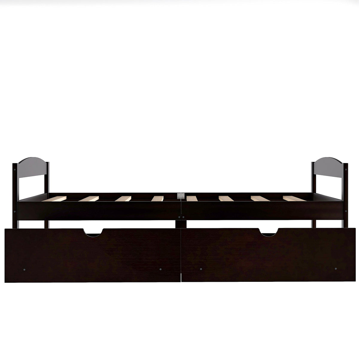 Twin Platform Bed with Drawers, Espresso Wood Frame