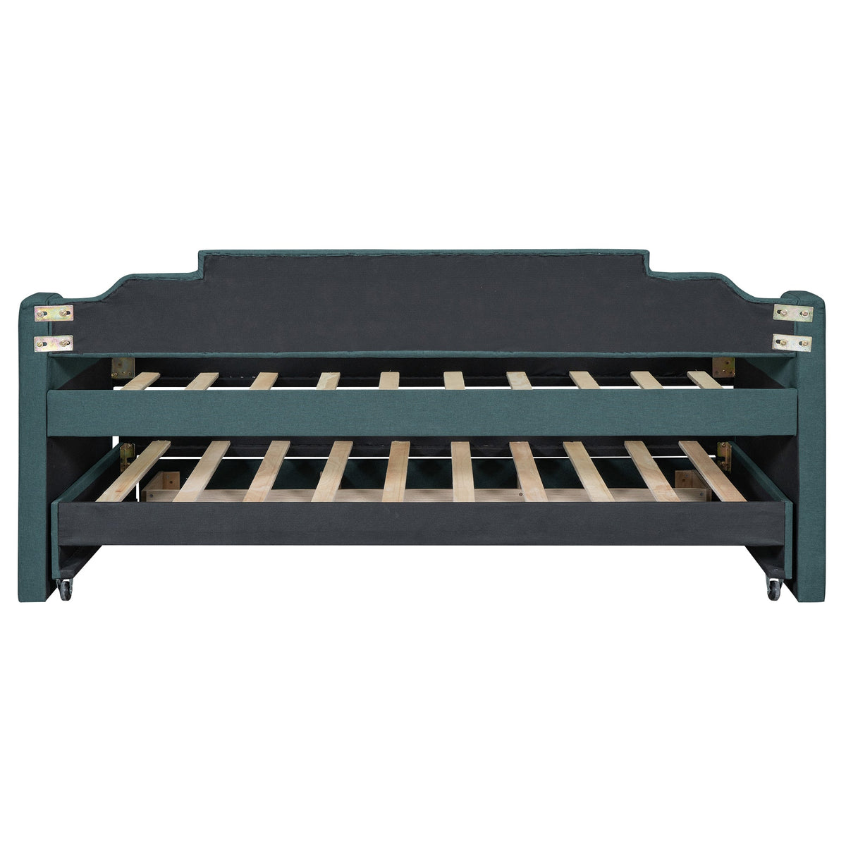 Twin Daybed with Trundle, Upholstered Teal Guest Bed