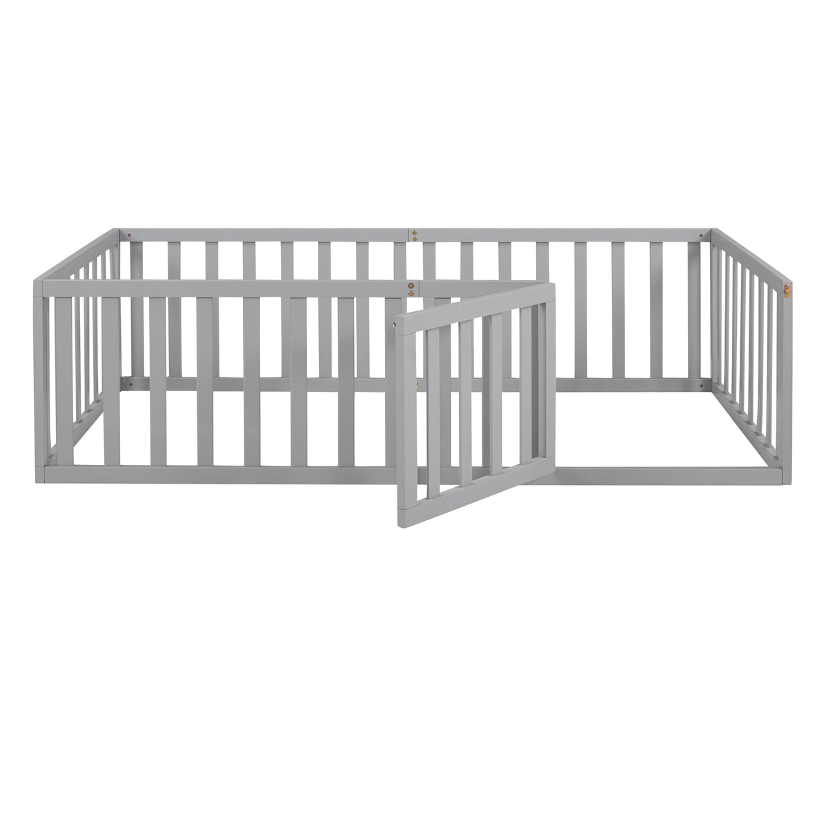 Twin Wood Daybed Frame with Safety Fence and Gate Gray