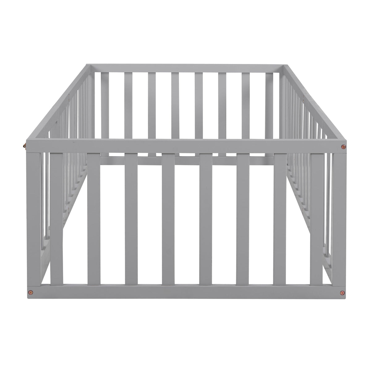 Twin Wood Daybed Frame with Safety Fence and Gate Gray