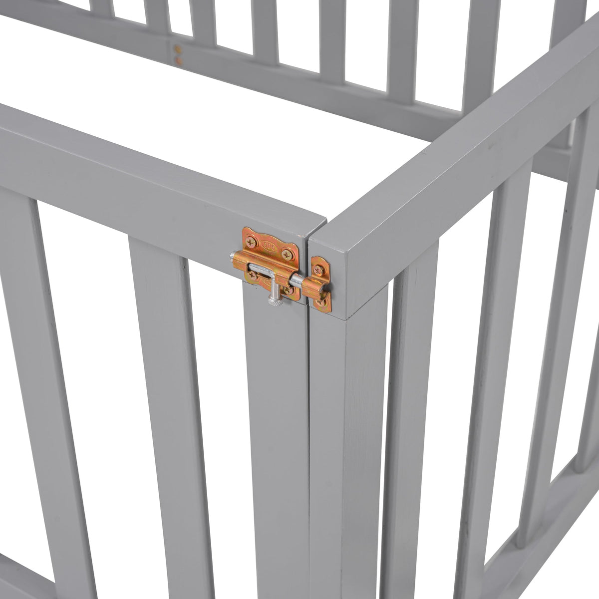 Twin Wood Daybed Frame with Safety Fence and Gate Gray