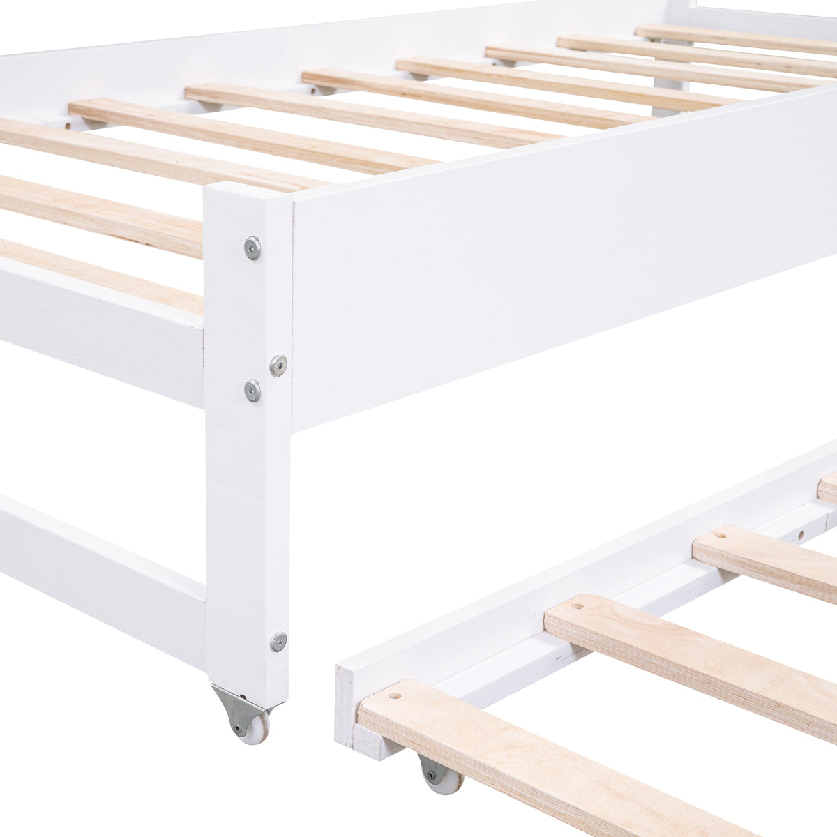 Twin XL Wood Daybed with 2 Trundles and Storage Shelf