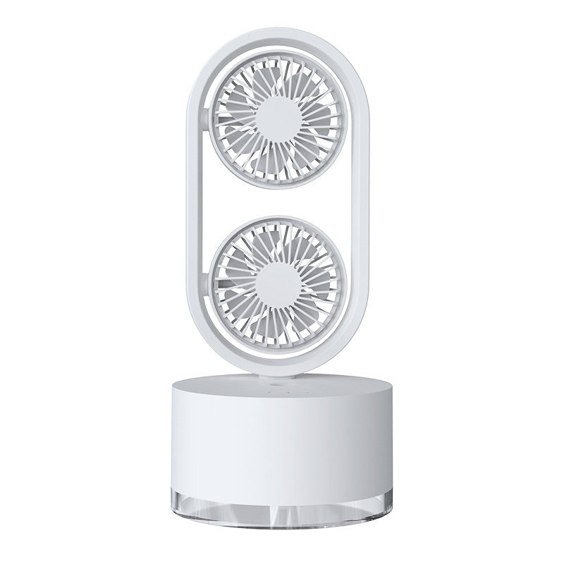 Dual-Fan Desk Fan with Mist Humidifier for Dorm Rooms