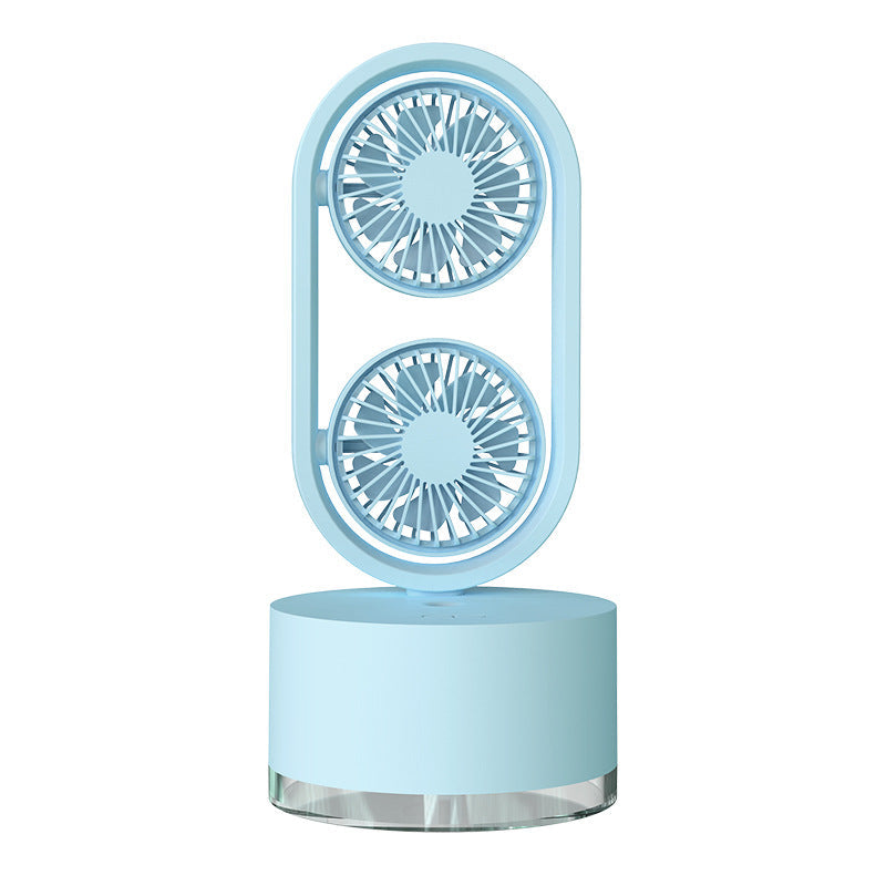 Dual-Fan Desk Fan with Mist Humidifier for Dorm Rooms