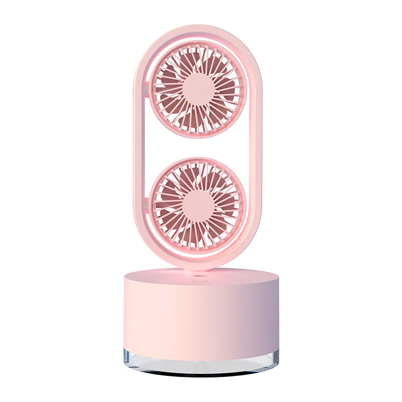 Dual-Fan Desk Fan with Mist Humidifier for Dorm Rooms