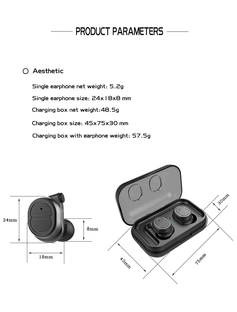 Wireless Earbuds with Touch Control and Charging Case