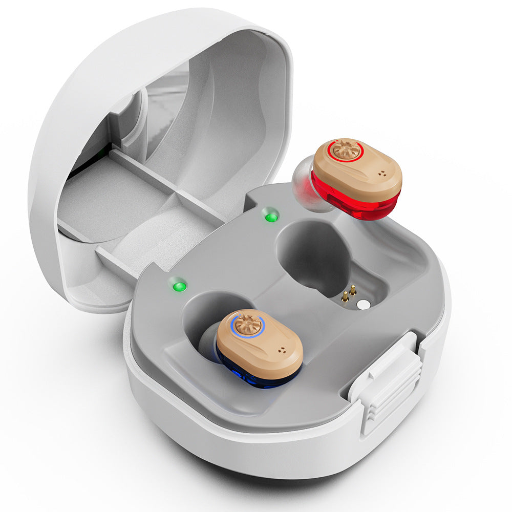 Rechargeable In-Ear Hearing Amplifier with Charging Case