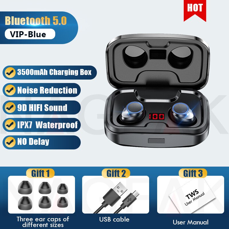 Sweatproof Wireless Earbuds with ANC and 3500mAh Case