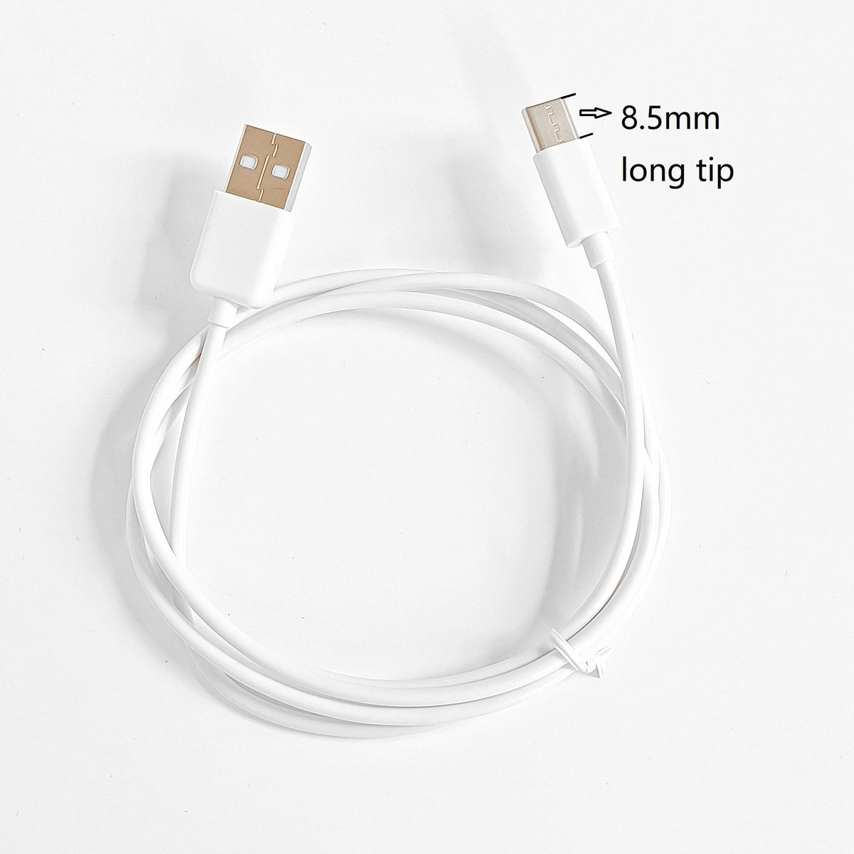 USB-C Charging Cable 1m with Extended 8.5mm Metal Tip
