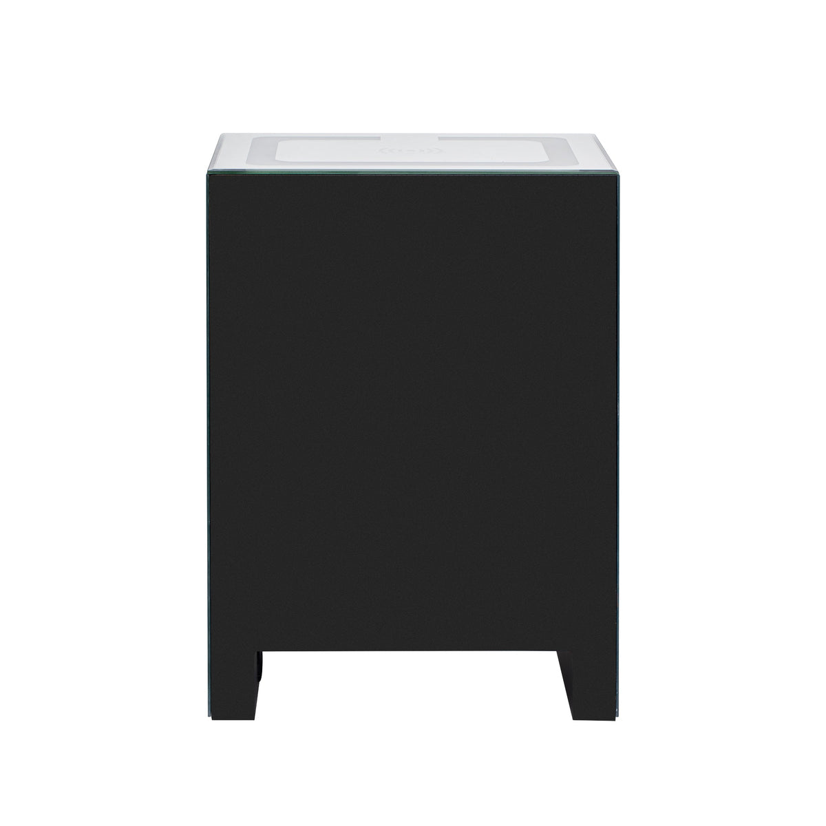 Mirrored Nightstand with Wireless Charging & LED Light