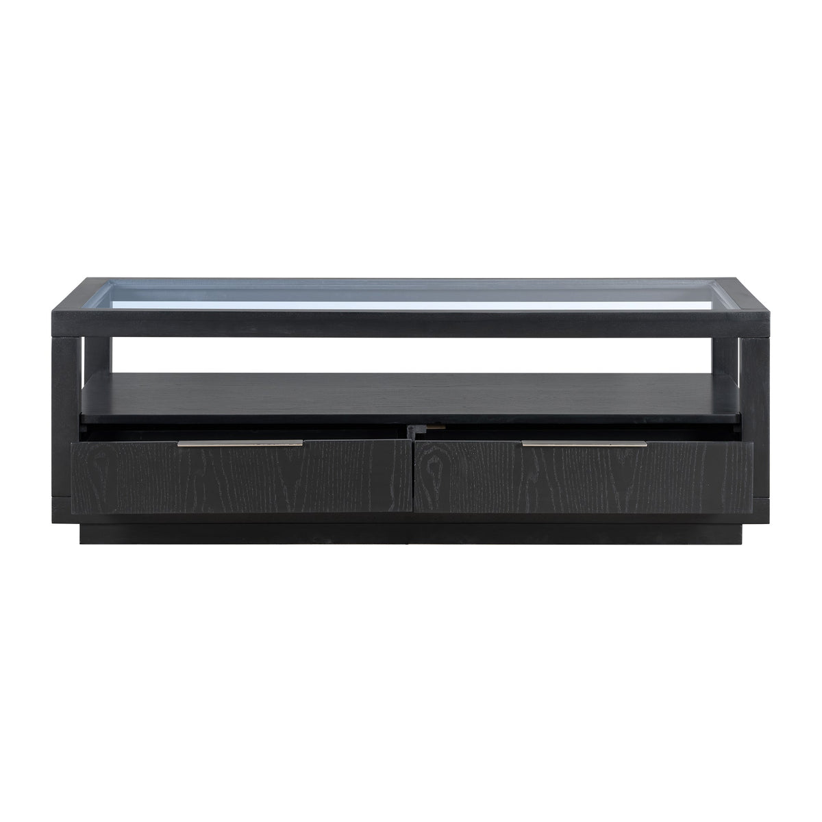 Modern Coffee Table with Drawers and Glass Top