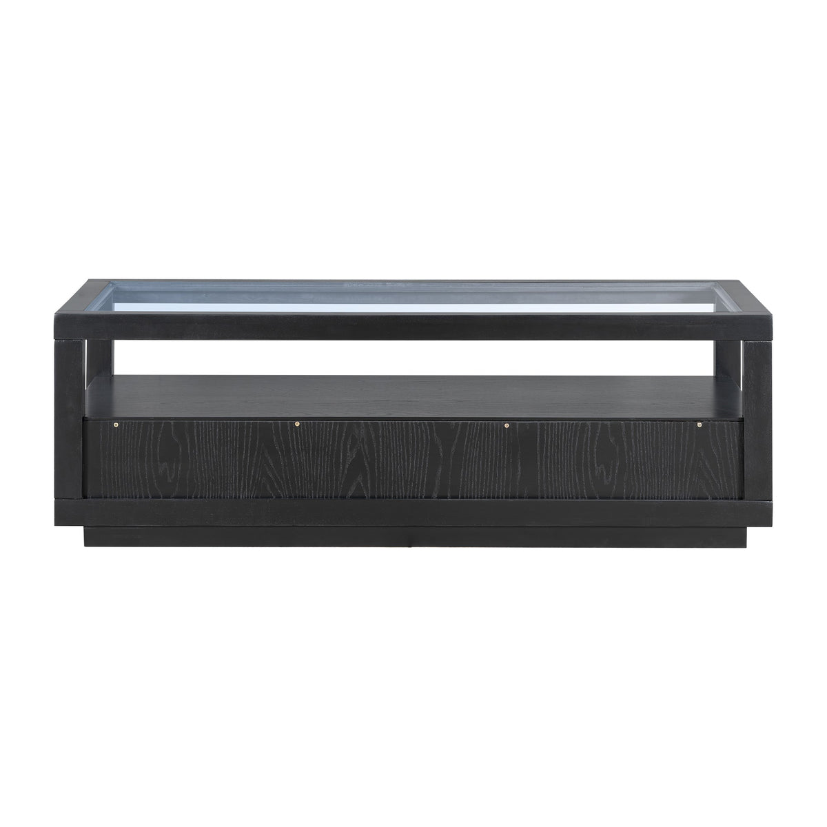 Modern Coffee Table with Drawers and Glass Top