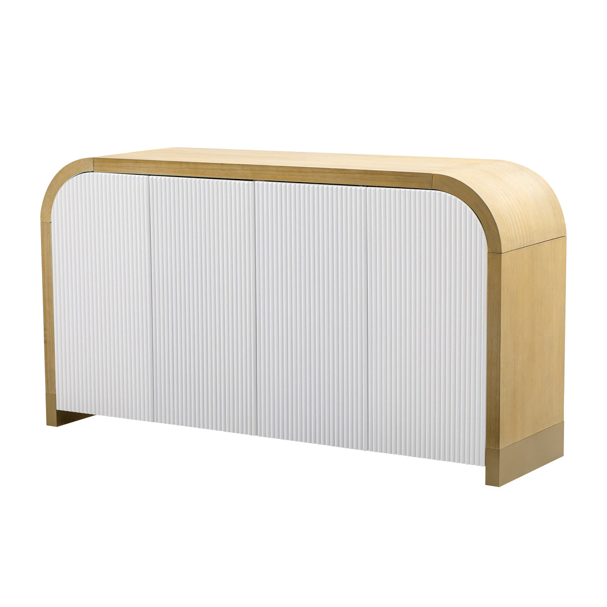 Curved Fluted Door Sideboard Buffet With Adjustable Shelves