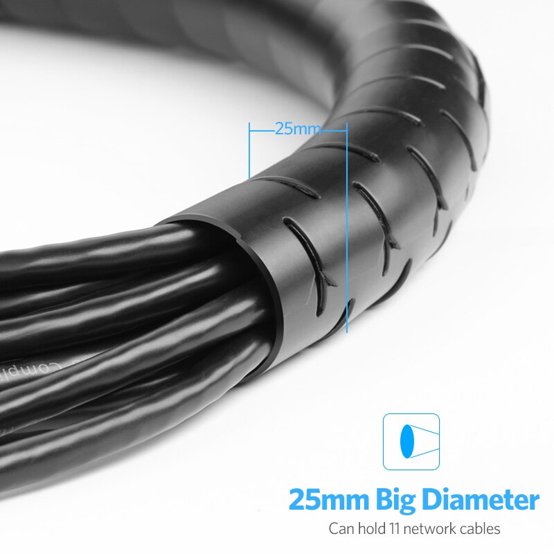 Insulated Spiral Cable Organizer Wrap, Holds 11 Cables