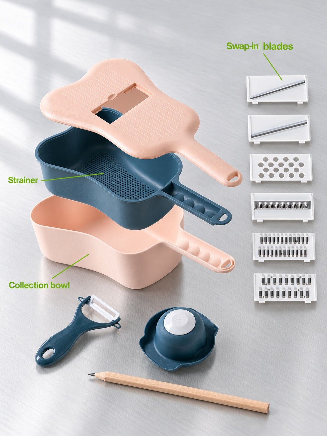 Ukulele Vegetable Slicer with 6 Interchangeable Blades