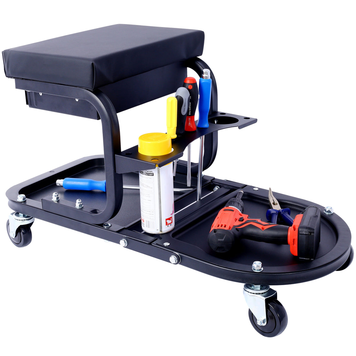 Rolling Creeper Seat with Tool Trays for Garage Work
