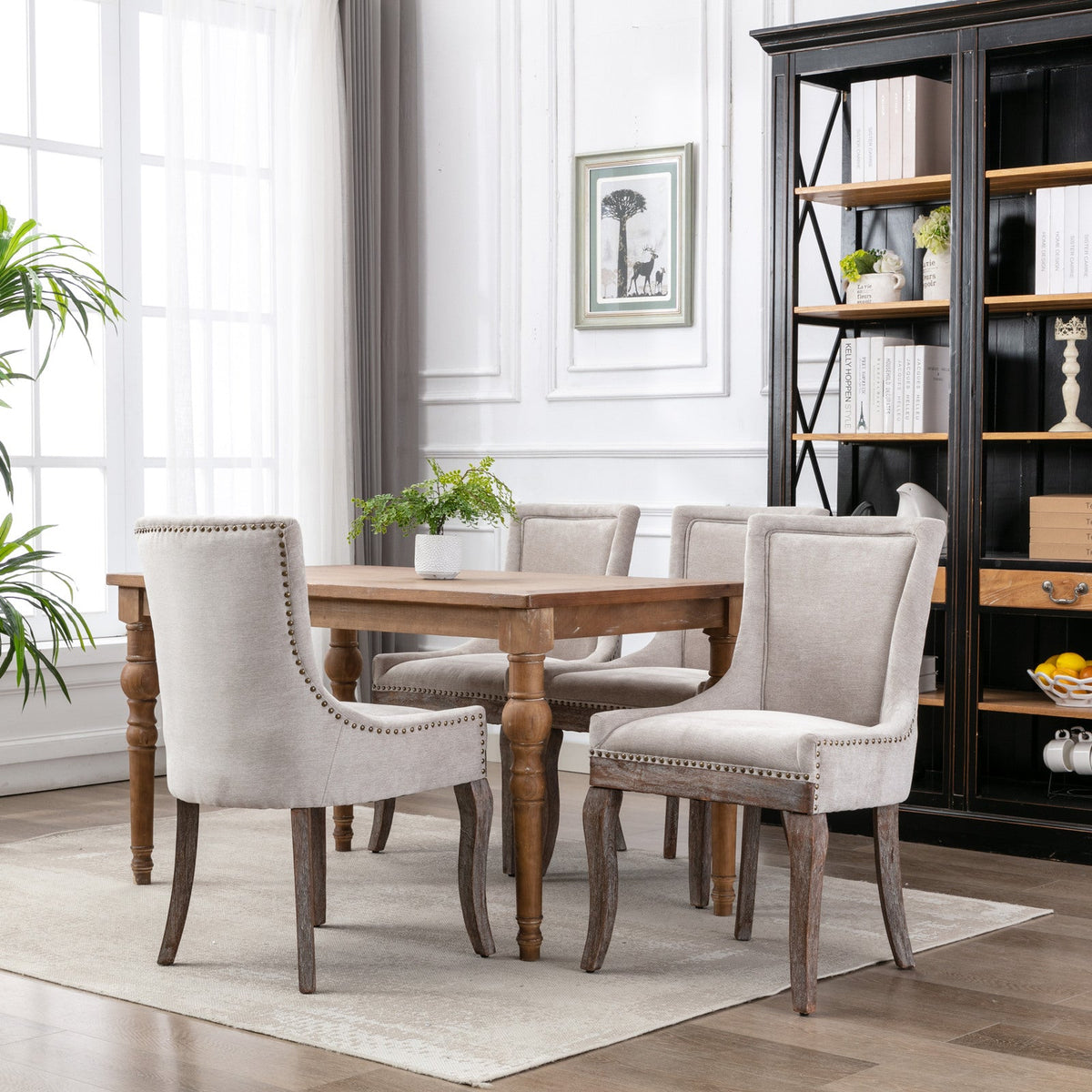 Upholstered Dining Chairs Set of 2 with Bronze Nail Head