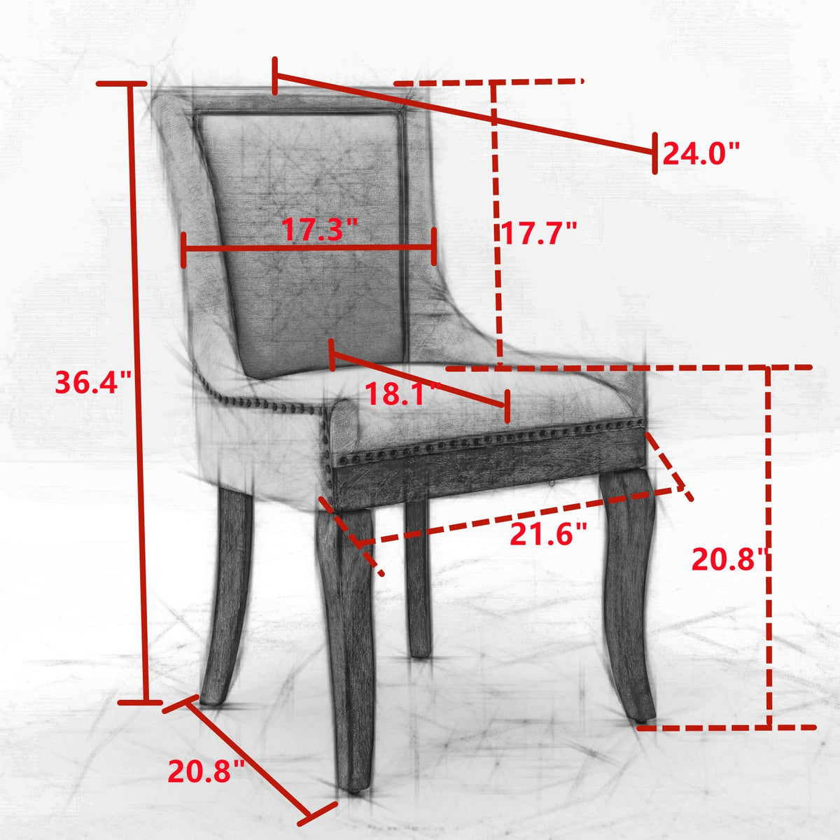 Upholstered Dining Chairs Set of 2 with Bronze Nail Head