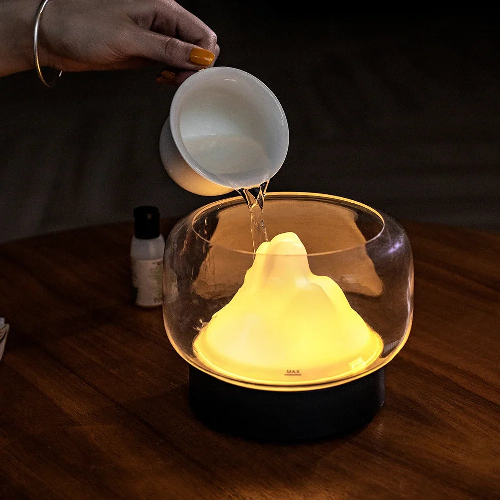 Ultrasonic Aroma Diffuser Humidifier with Mountain LED Glow