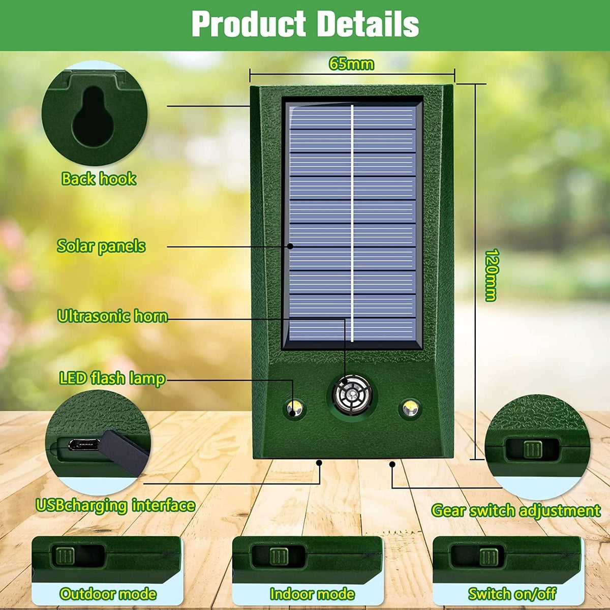 Solar Ultrasonic Animal Repeller for Outdoor Yards