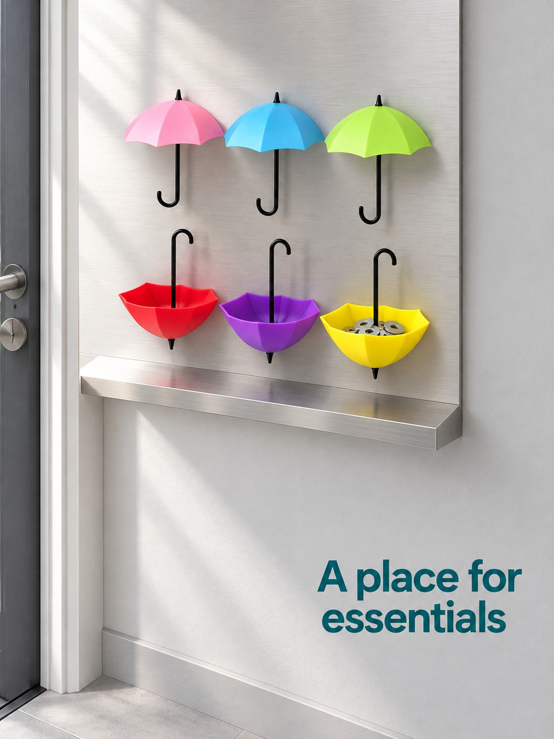 Colorful Umbrella Wall Key Hook Rack for Entryway Decor