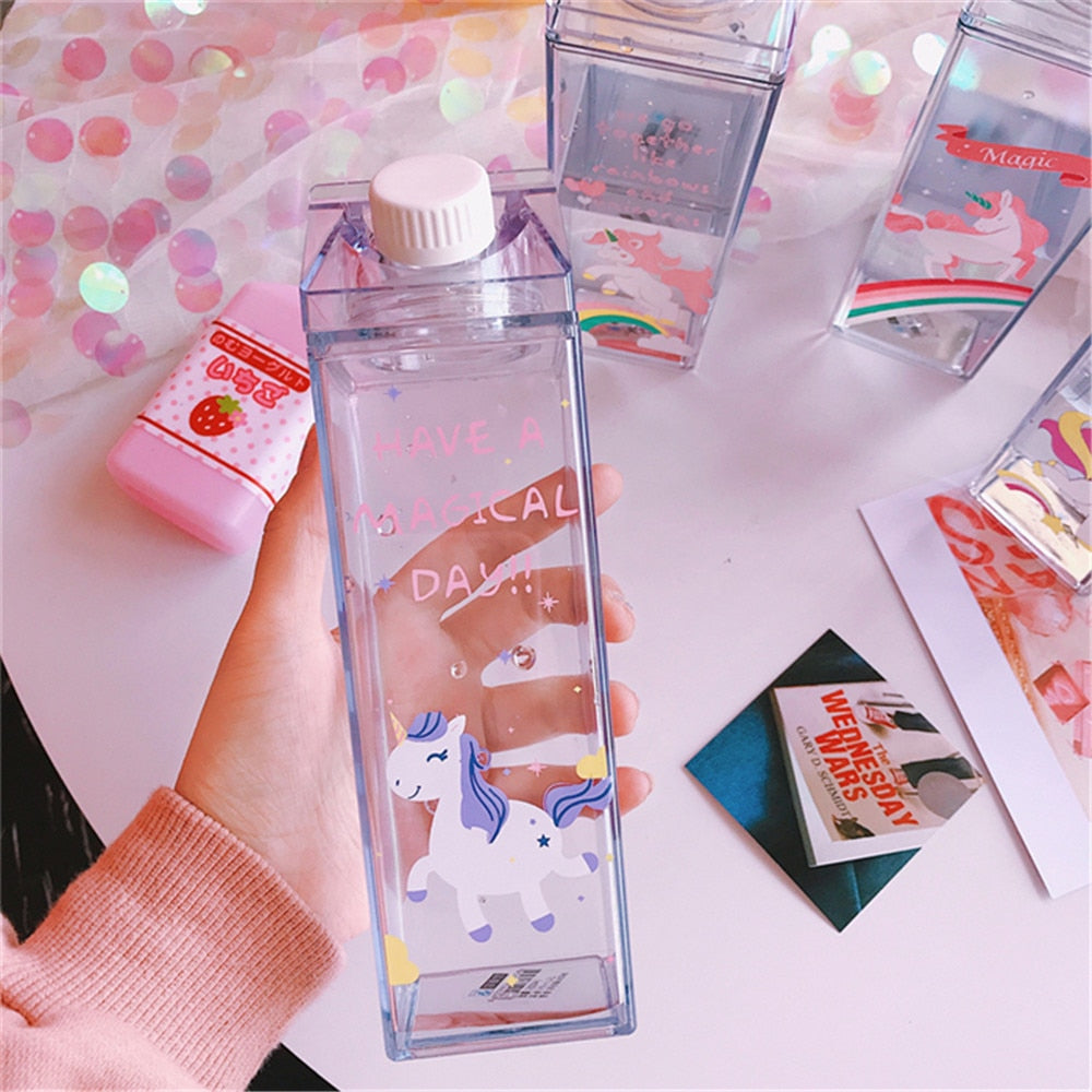 Cute Pink Panther Milk Carton Water Bottle for Drinks