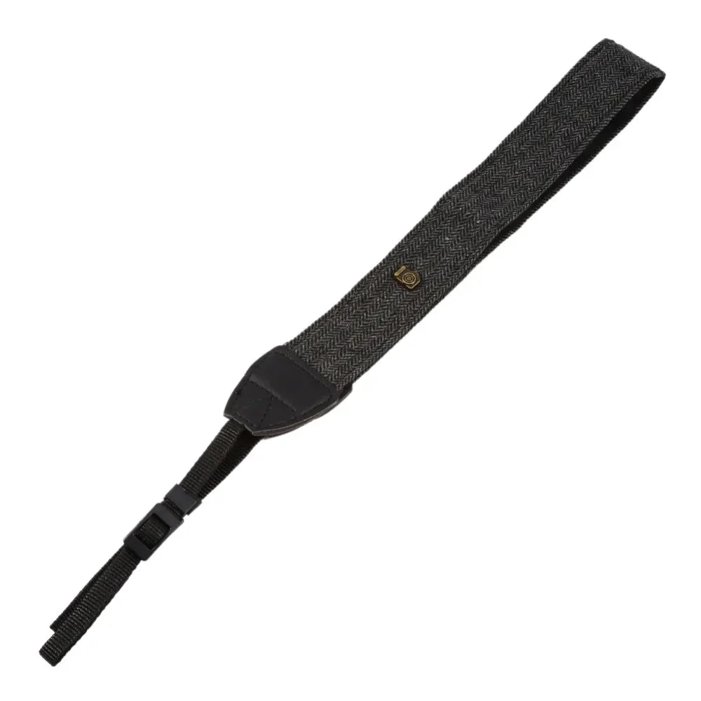 Vintage Herringbone Camera Strap with Leather Shoulder Pads