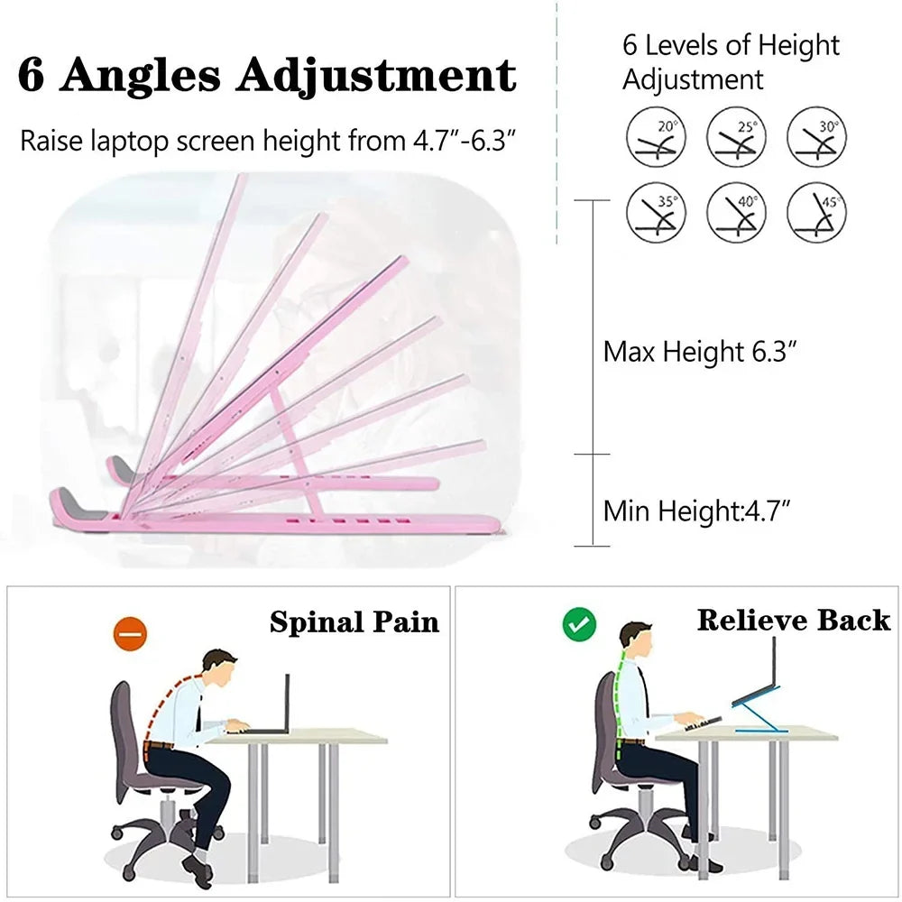 Foldable Laptop Stand with Adjustable Height & Cooling