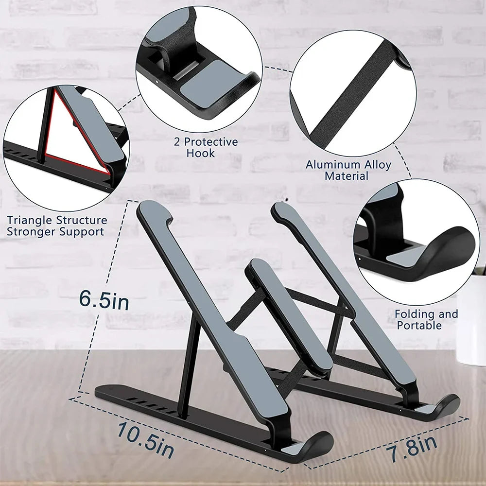 Foldable Laptop Stand with Adjustable Height & Cooling