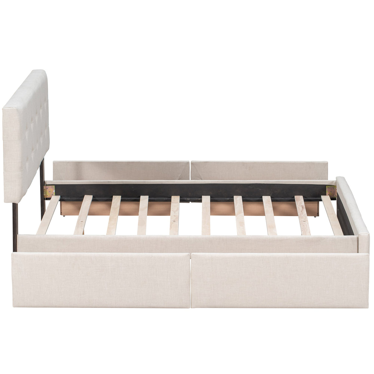 Queen Platform Bed with Storage Drawers, No Box Spring