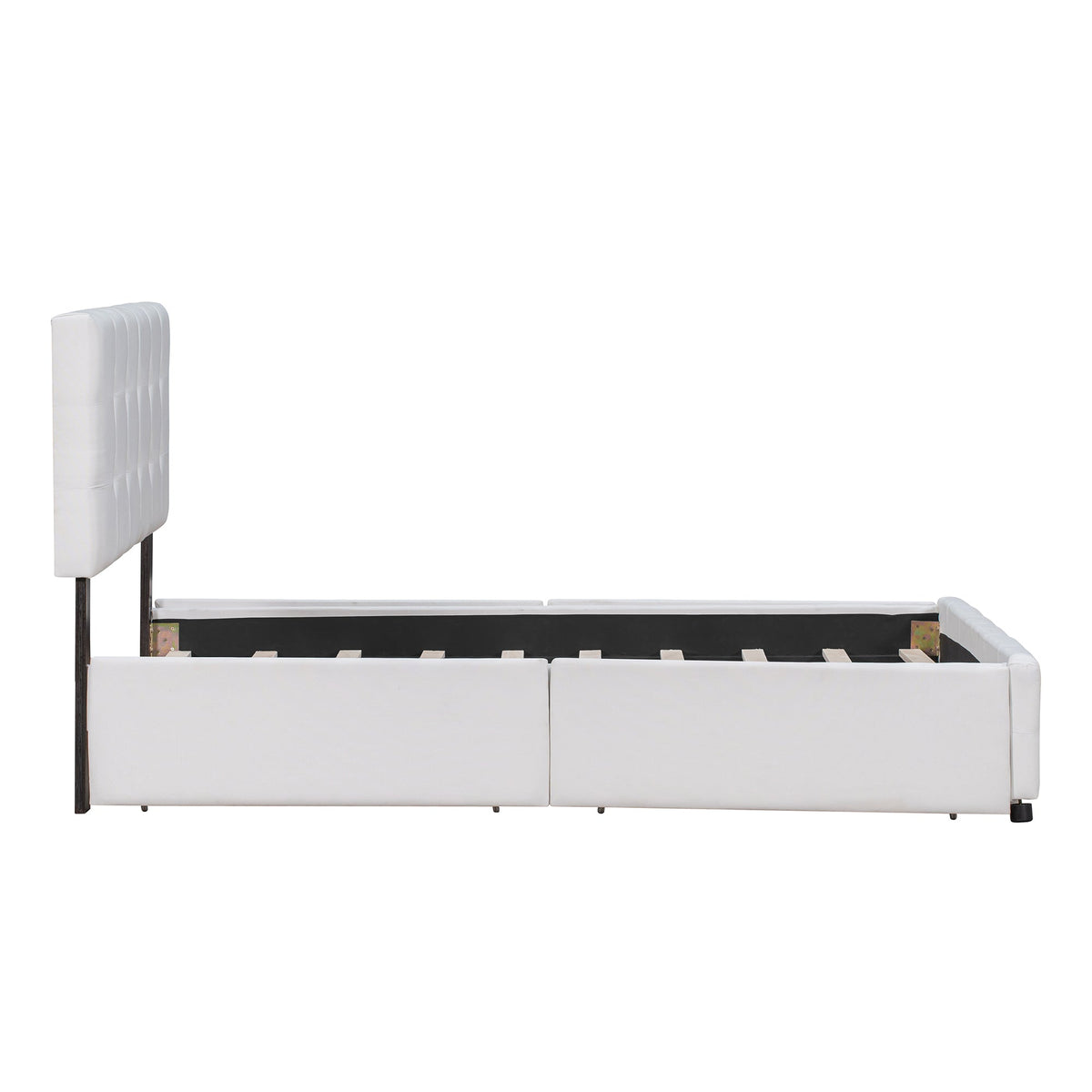 Queen Upholstered Platform Bed with 4 Storage Drawers