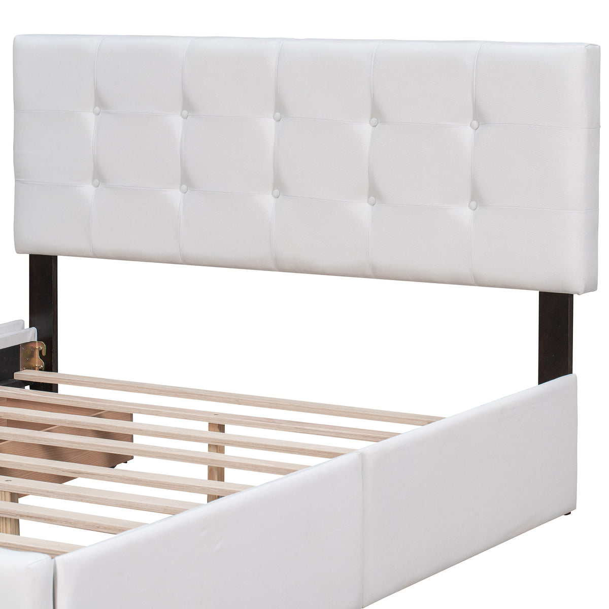 Queen Upholstered Platform Bed with 4 Storage Drawers