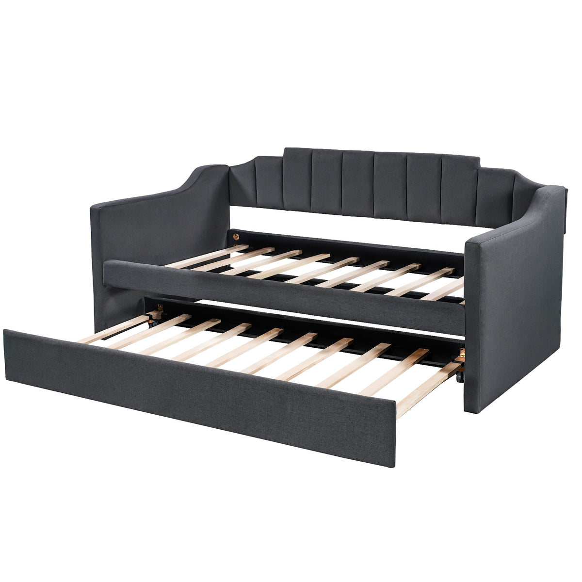 Twin Daybed with Trundle: Black Upholstered Sofa Bed