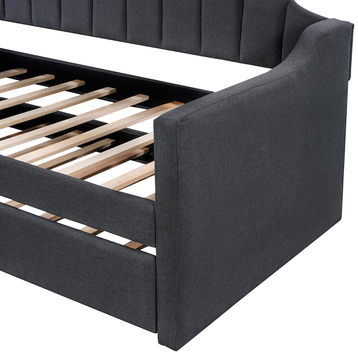 Twin Daybed with Trundle: Black Upholstered Sofa Bed