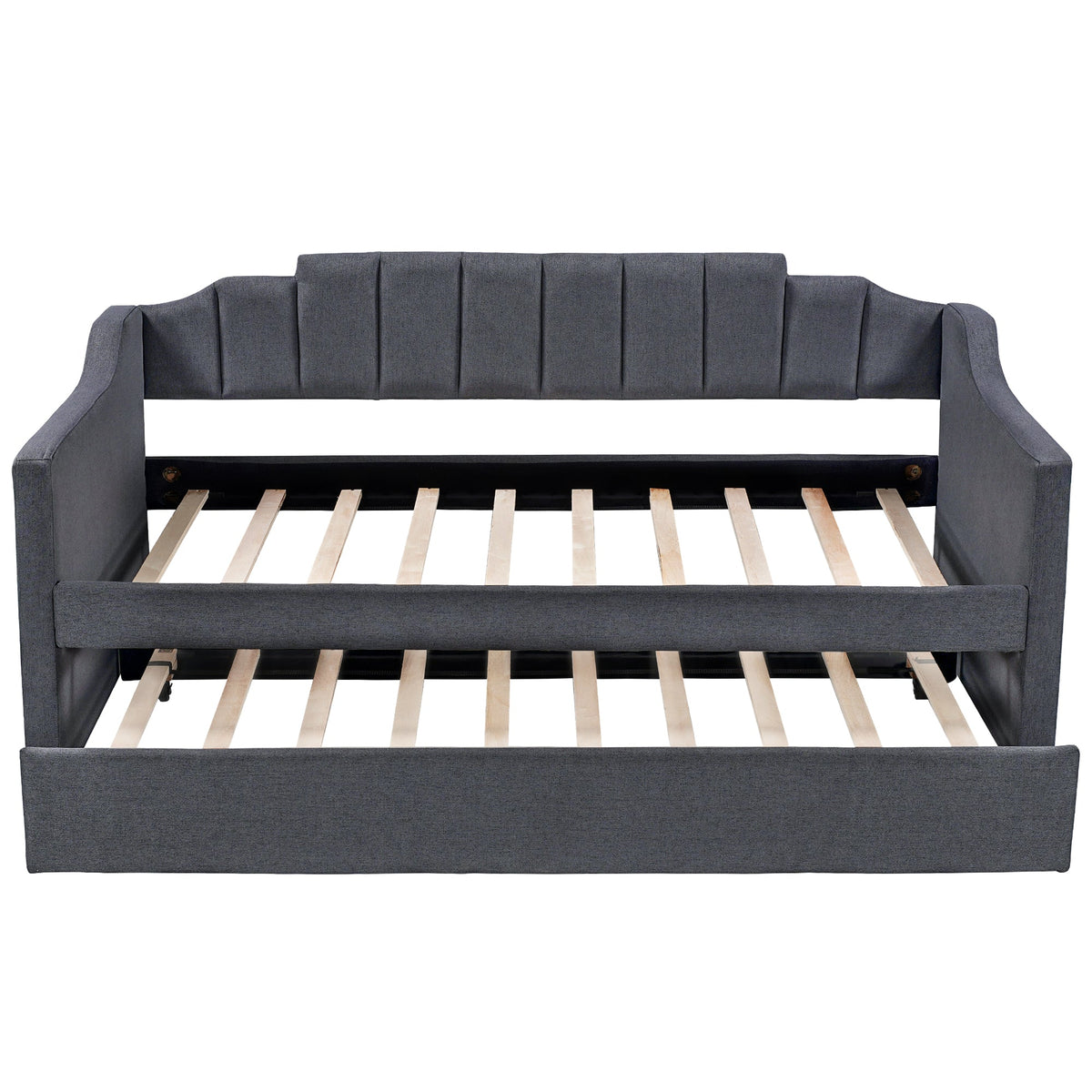 Twin Daybed with Trundle: Black Upholstered Sofa Bed