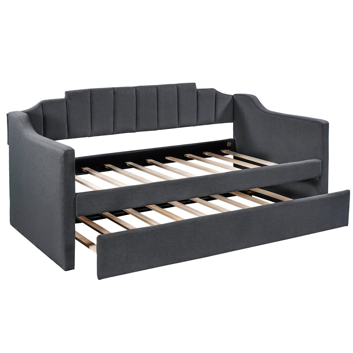 Twin Daybed with Trundle: Black Upholstered Sofa Bed