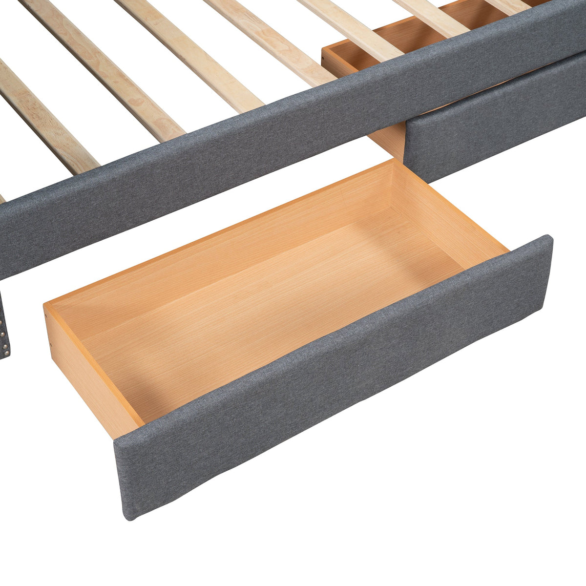 Tufted Gray Daybed with Storage Drawers for Small Spaces