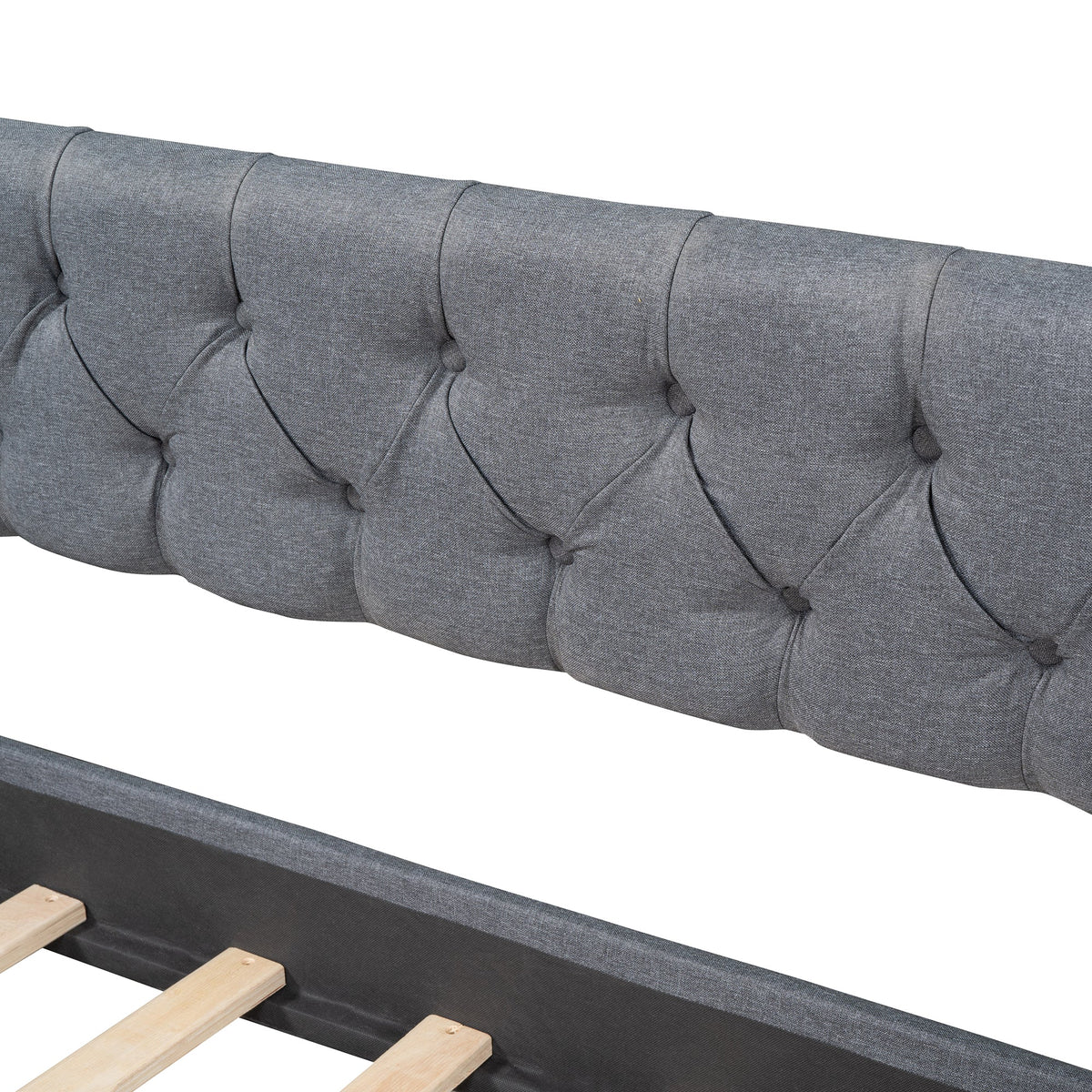 Tufted Gray Daybed with Storage Drawers for Small Spaces